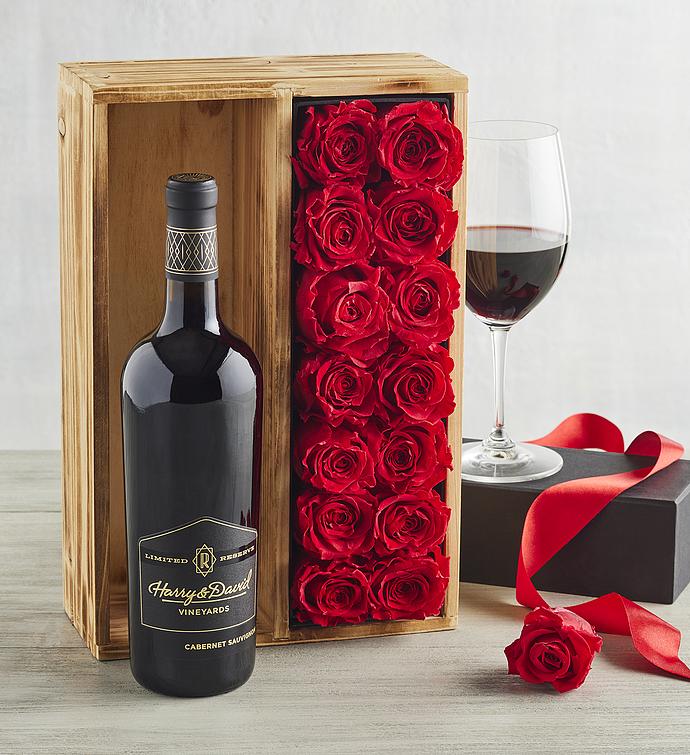 Magnificent Roses® Preserved Roses with Reserve Cabernet Sauvignon